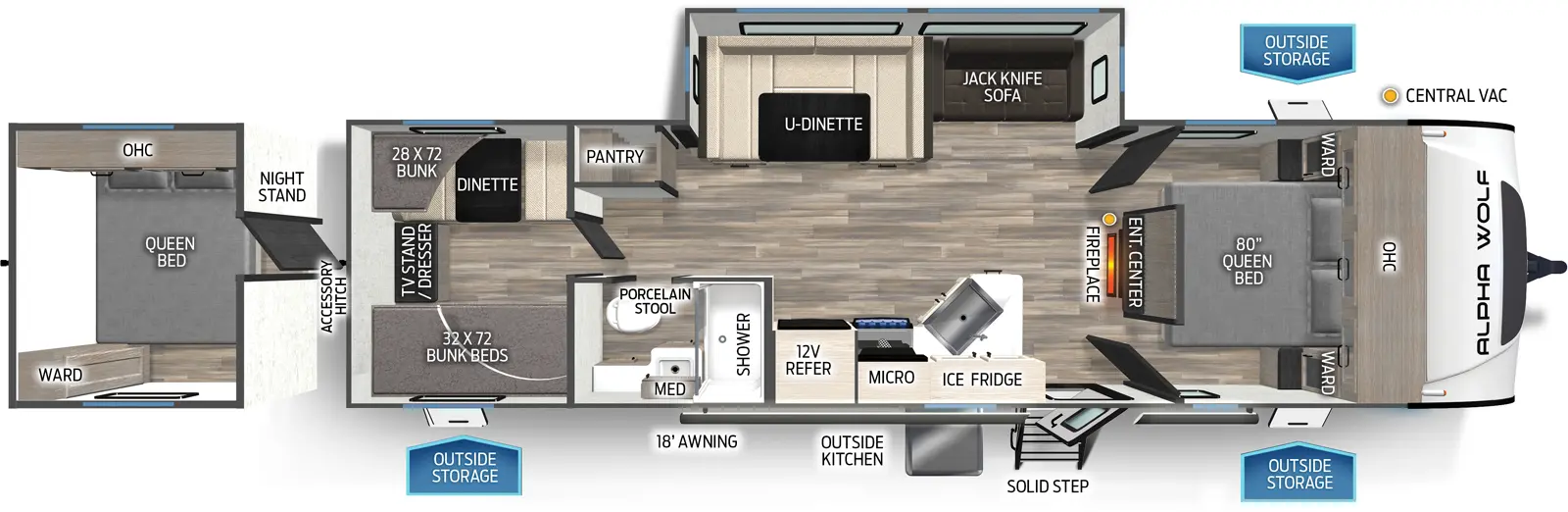 Alpha Wolf 280QBS Floorplan